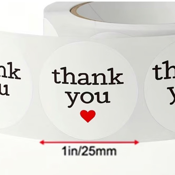 ‼️NEW‼️ 1 Roll 500pcs Thank You Stickers Labels Small Business Shipping Supplies - Picture 2 of 5